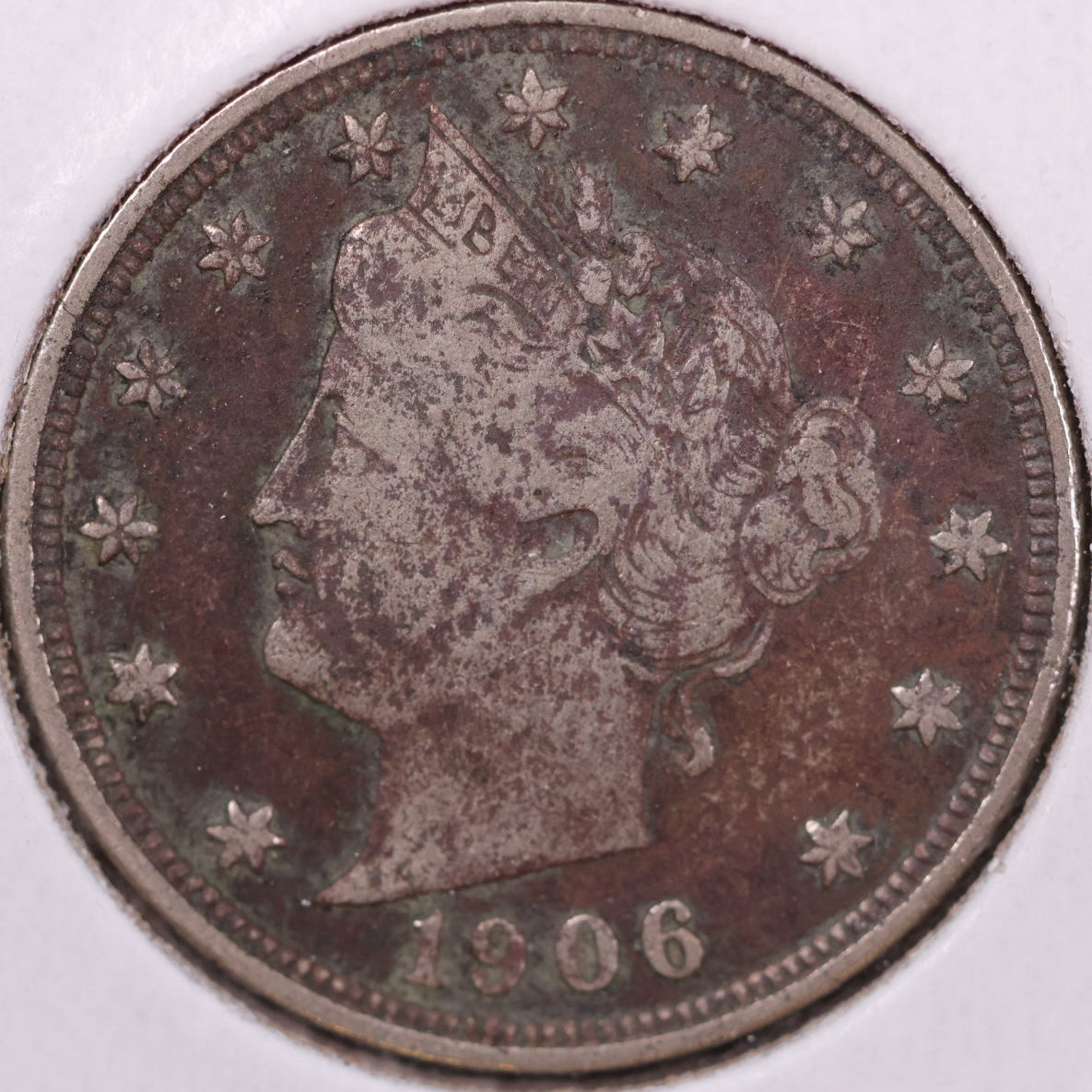 1906 Liberty Nickel, Very Fine Circulated Coin, details. Store #12061
