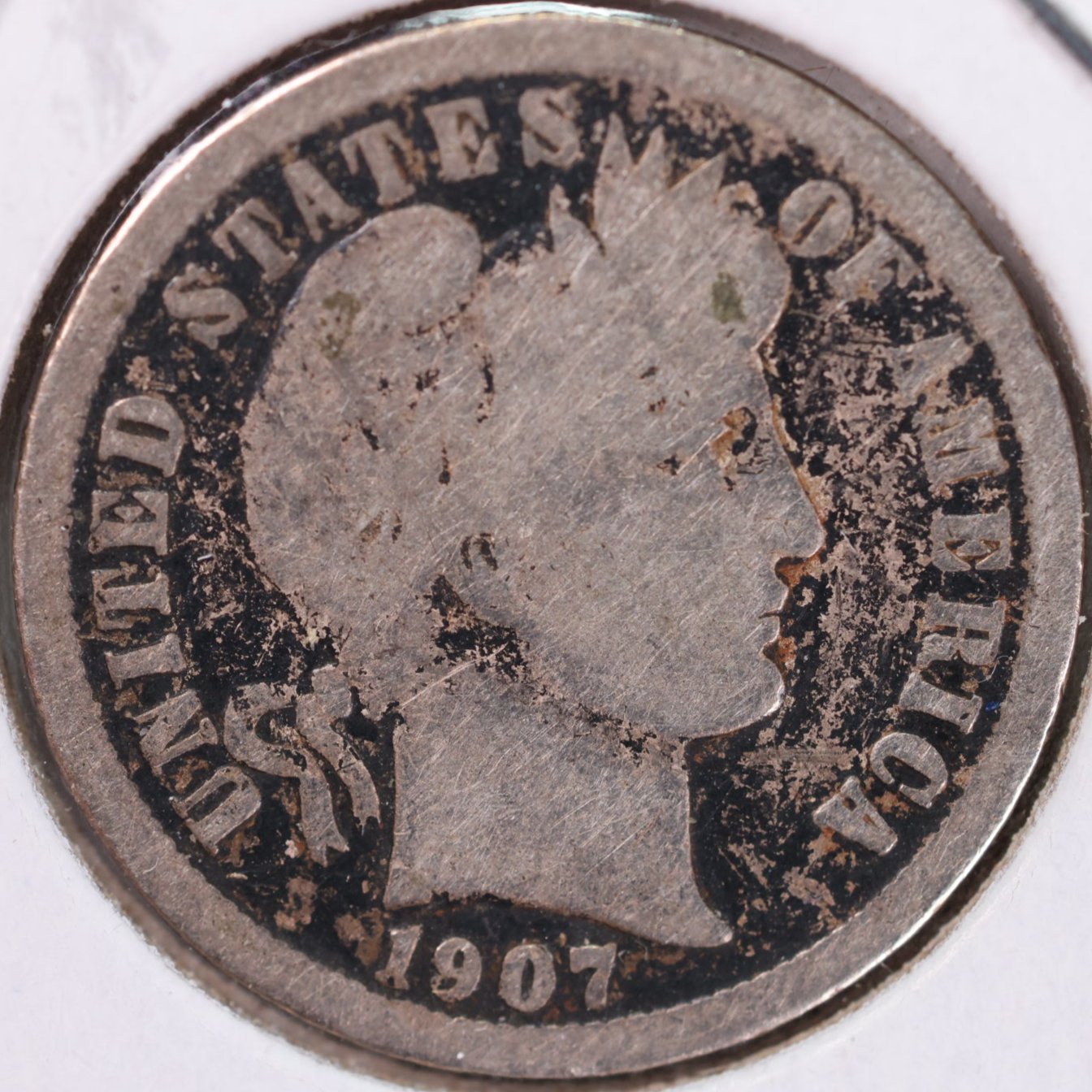 1907-O Barber Dime, Very Good Circulated Coin, Store #DE0559