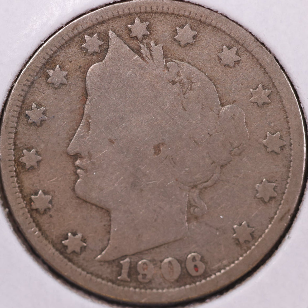 1906 Liberty Nickel, Very Good Circulated Coin. Store #12065