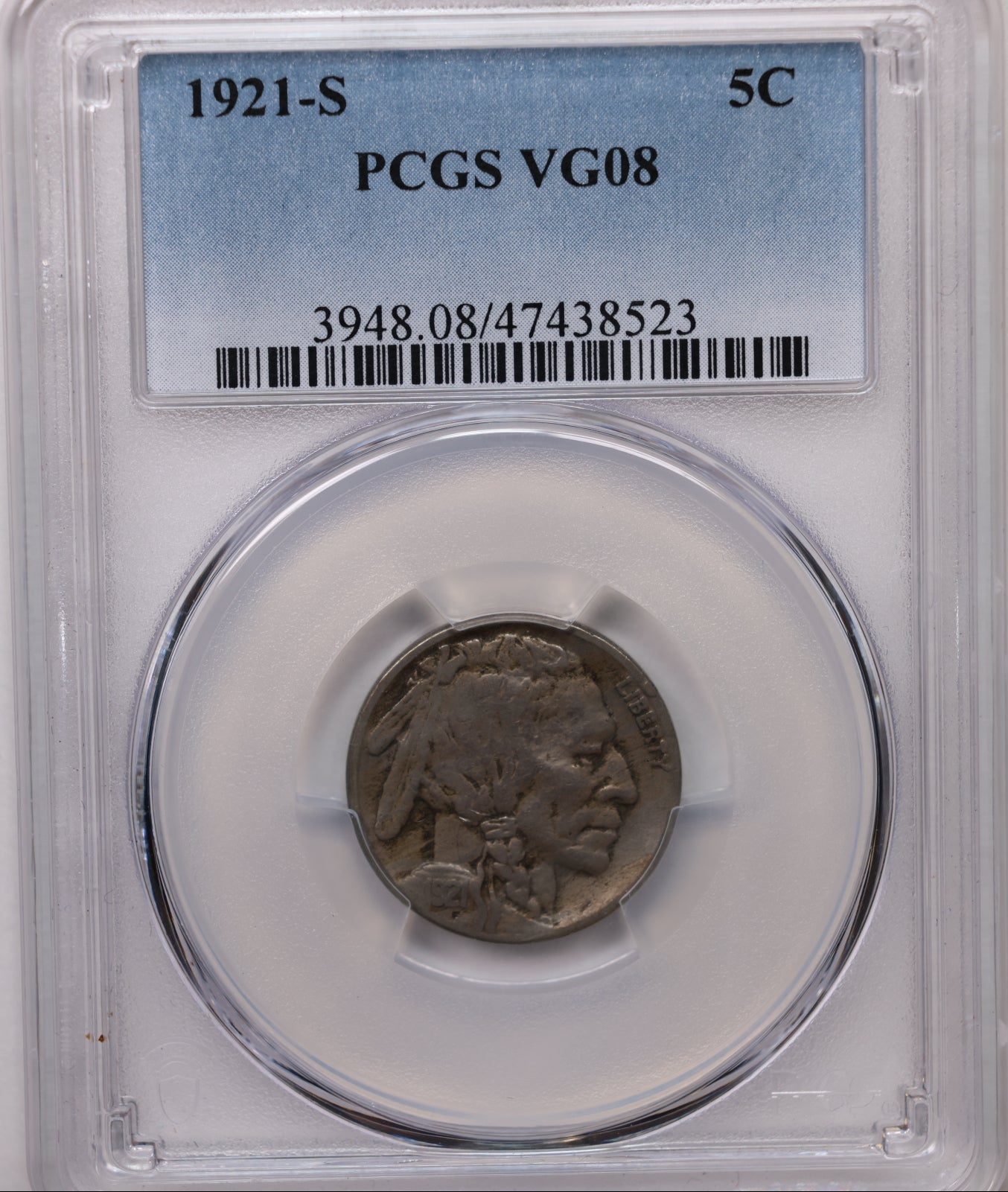 1921-S Buffalo Nickel, PCGS VG-8 Circulated Coin, Store SALE #GNL066.