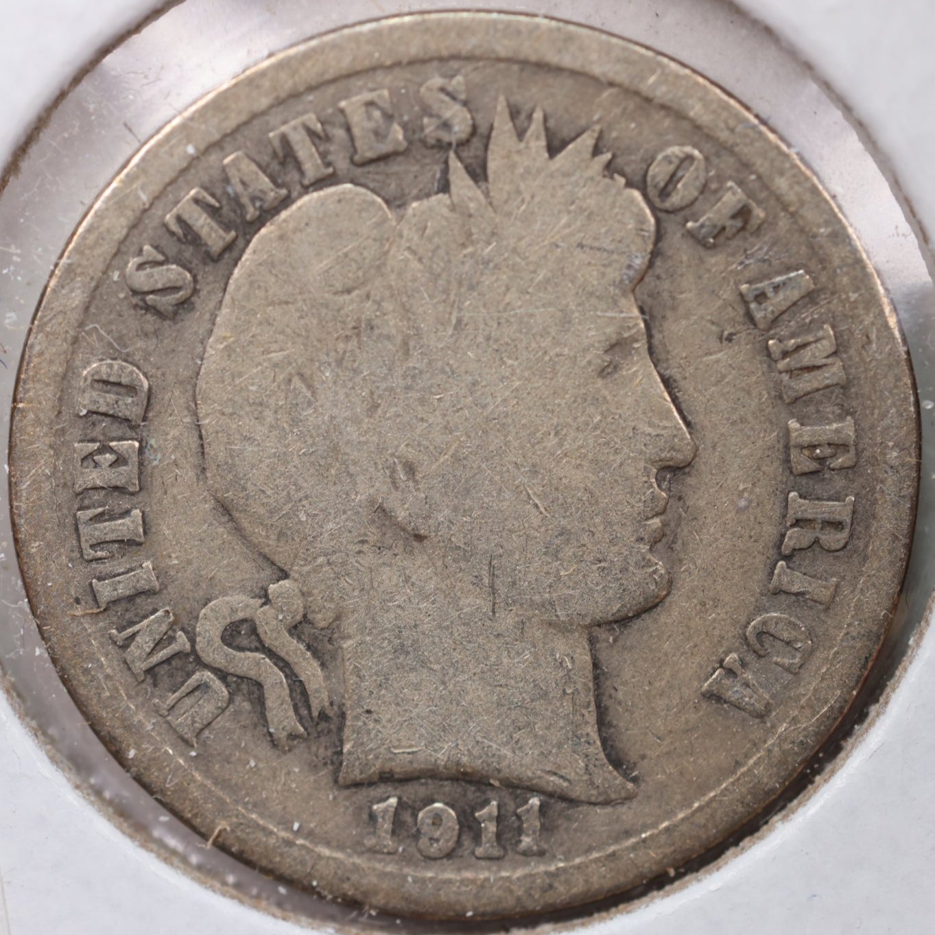 1911 Barber Dime, Very Good Circulated Coin, Store #DE0599