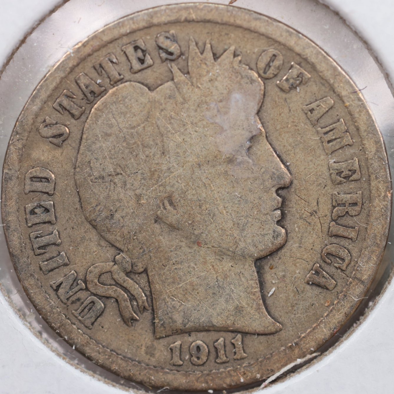 1911 Barber Dime, Very Good Circulated Coin, Store #DE0600