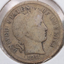 1911 Barber Silver Dime, Very Good Circulated Coin, Store Sale