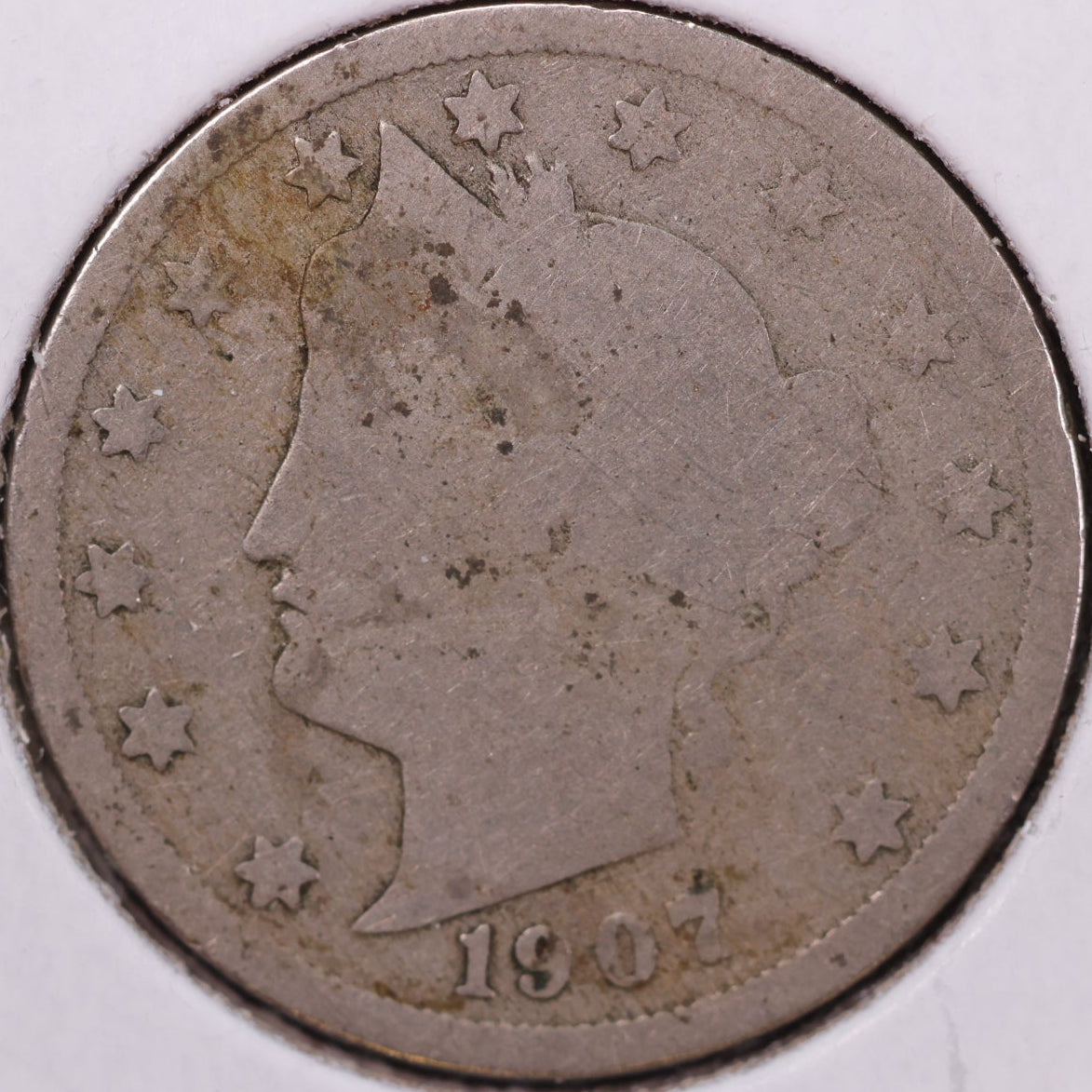 1907 Liberty Nickel, About Good Circulated Coin. Store #12074