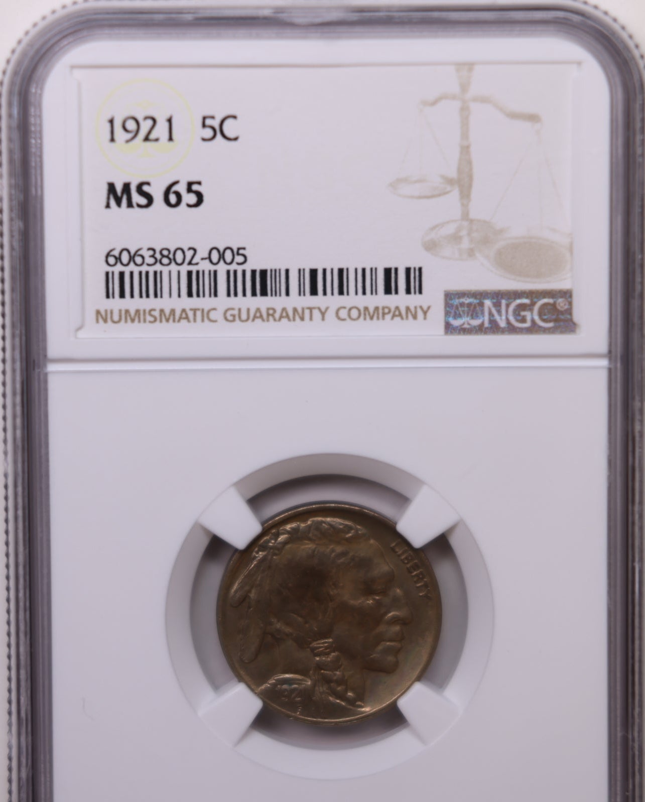 1921 Buffalo Nickel, NGC Graded MS-65, Uncirculated Coin, Store SALE #GNL068.