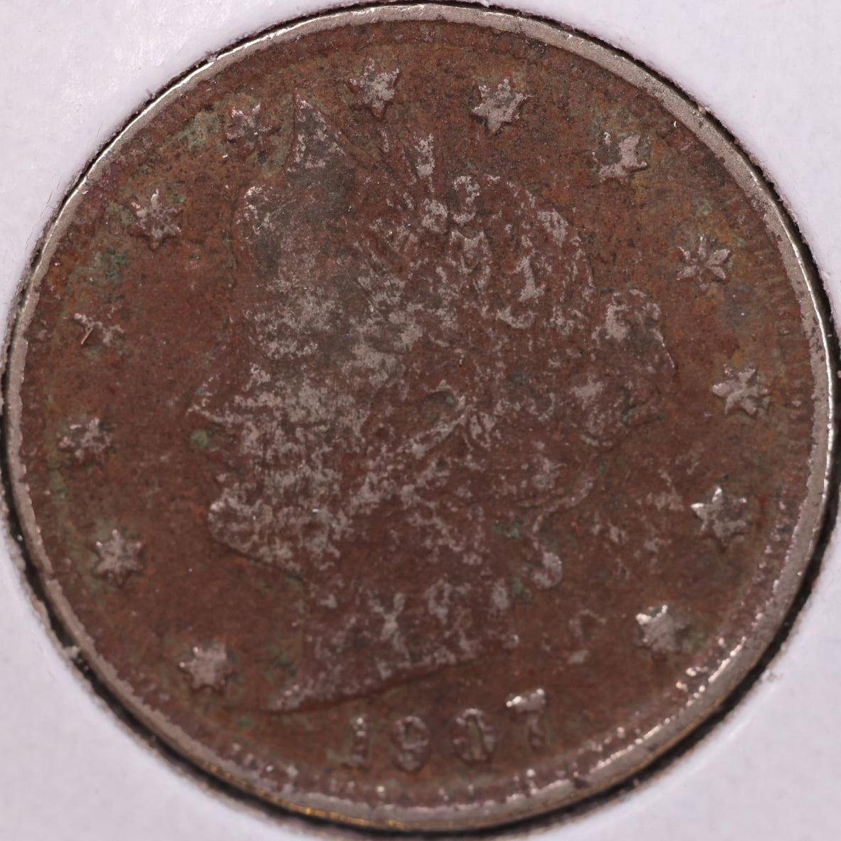 1907 Liberty Nickel, About Good Circulated Coin, details. Store #12077