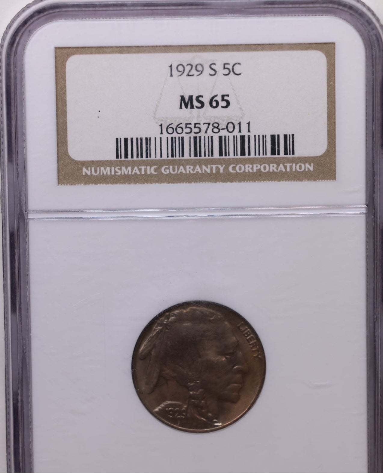 1929-S Buffalo Nickel, NGC Graded MS-65, Uncirculated Coin, Store SALE #GNL070.