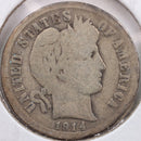 1914-D Barber Silver Dime, Very Good Circulated Coin, Store Sale