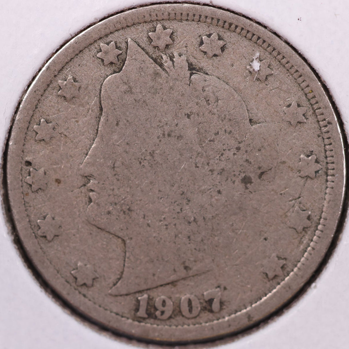 1907 Liberty Nickel, About Good Circulated Coin. Store #12081