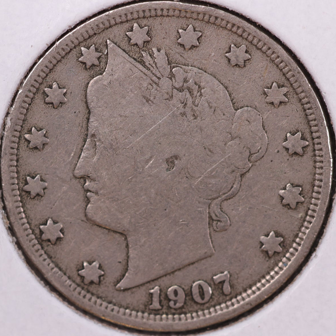 1907 Liberty Nickel, Good+ Circulated Coin. Store #12082
