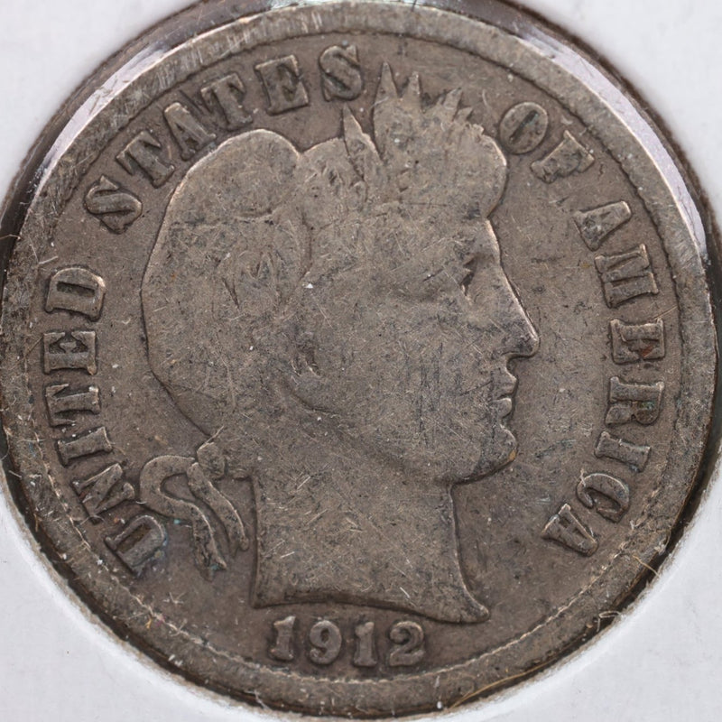 1912-D Barber Silver Dime, Very Good Circulated Coin, Store Sale