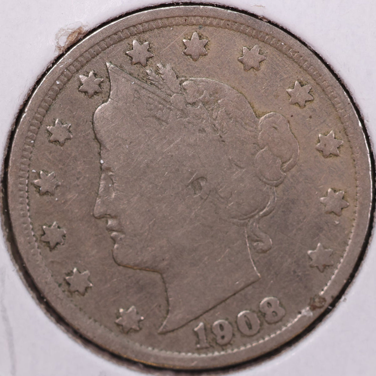 1908 Liberty Nickel, Good+ Circulated Coin. Store #12084