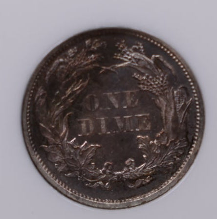 1863 Seated Liberty Dime, NGC MS-64 Uncirculated Coin, Store Sale #DE1001.