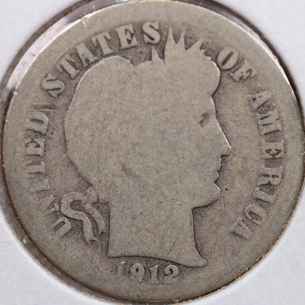1912-D Barber Silver Dime, Good Circulated Coin, Store Sale #d912D04
