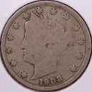 1908 Liberty Nickel, Good+ Circulated Coin. Store