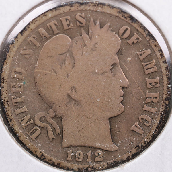1912-D Barber Silver Dime, Very Good Circulated Coin, Store Sale #d912D05