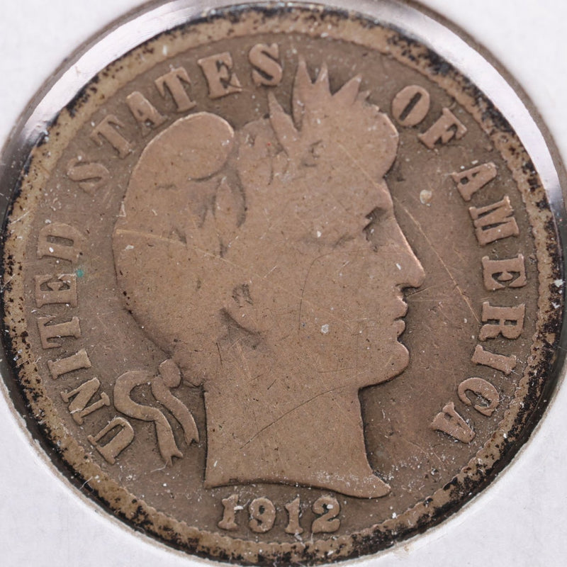 1912-D Barber Silver Dime, Very Good Circulated Coin, Store Sale