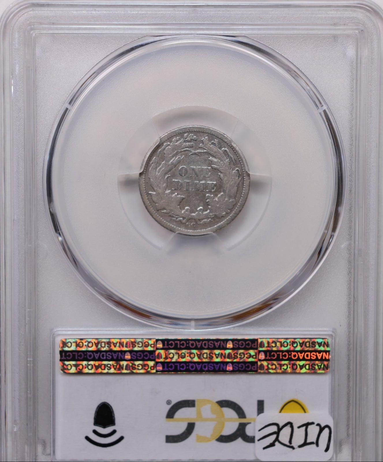 1871-CC Seated Liberty Dime, PCGS F-12, Circulated Coin, Store Sale #DE1002.