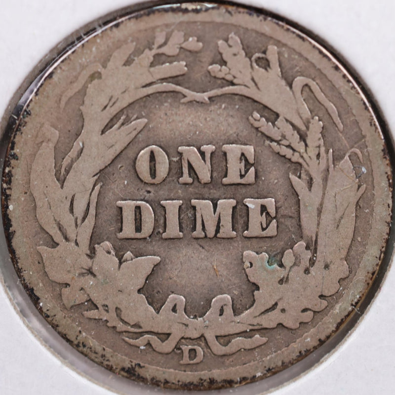 1912-D Barber Silver Dime, Very Good Circulated Coin, Store Sale