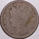 1908 Liberty Nickel, Good Circulated Coin. Store