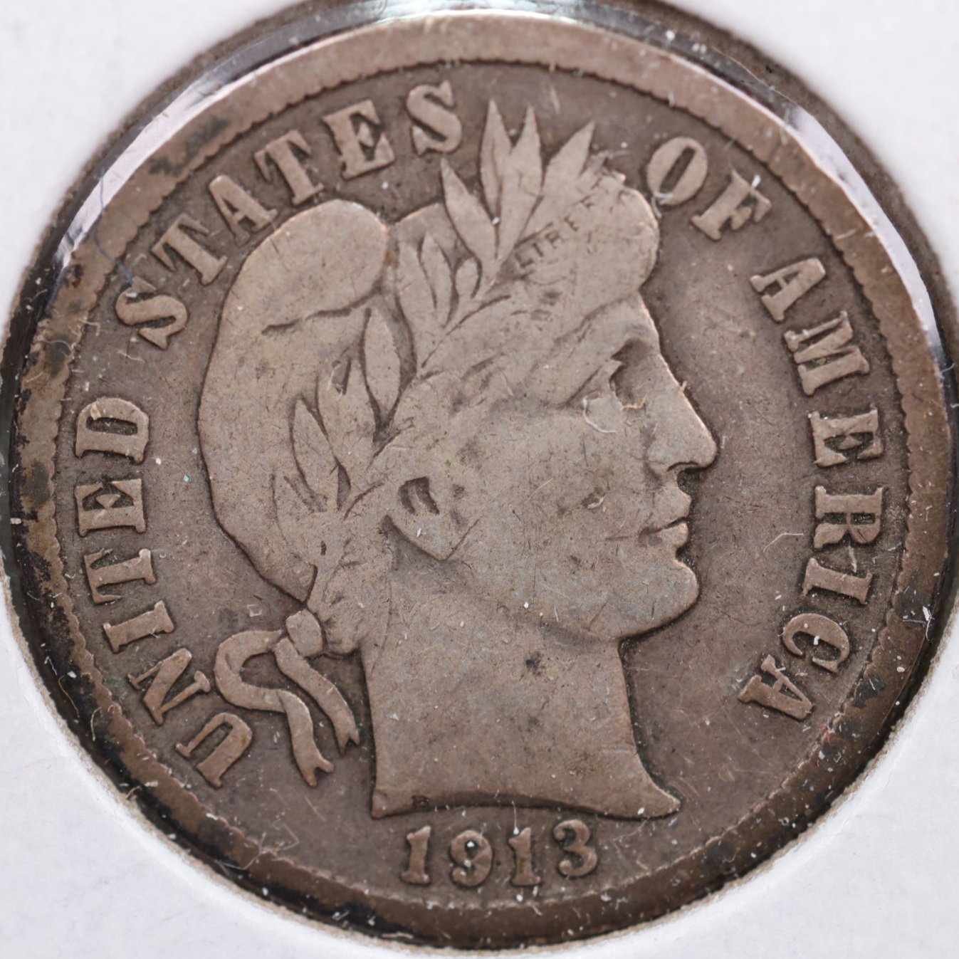1913 Barber Dime, Fine Circulated Coin, Store #DE0572