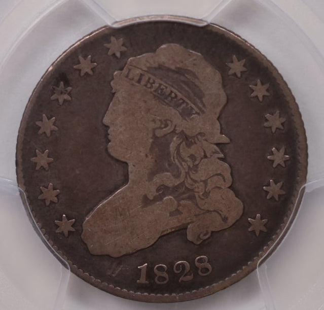 1828 Cap Bust Silver Quarter, B-3, 25/50 Cent, PCGS VG-08, Store #QR1951.