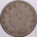 1908 Liberty Nickel, Good+ Circulated Coin. Store
