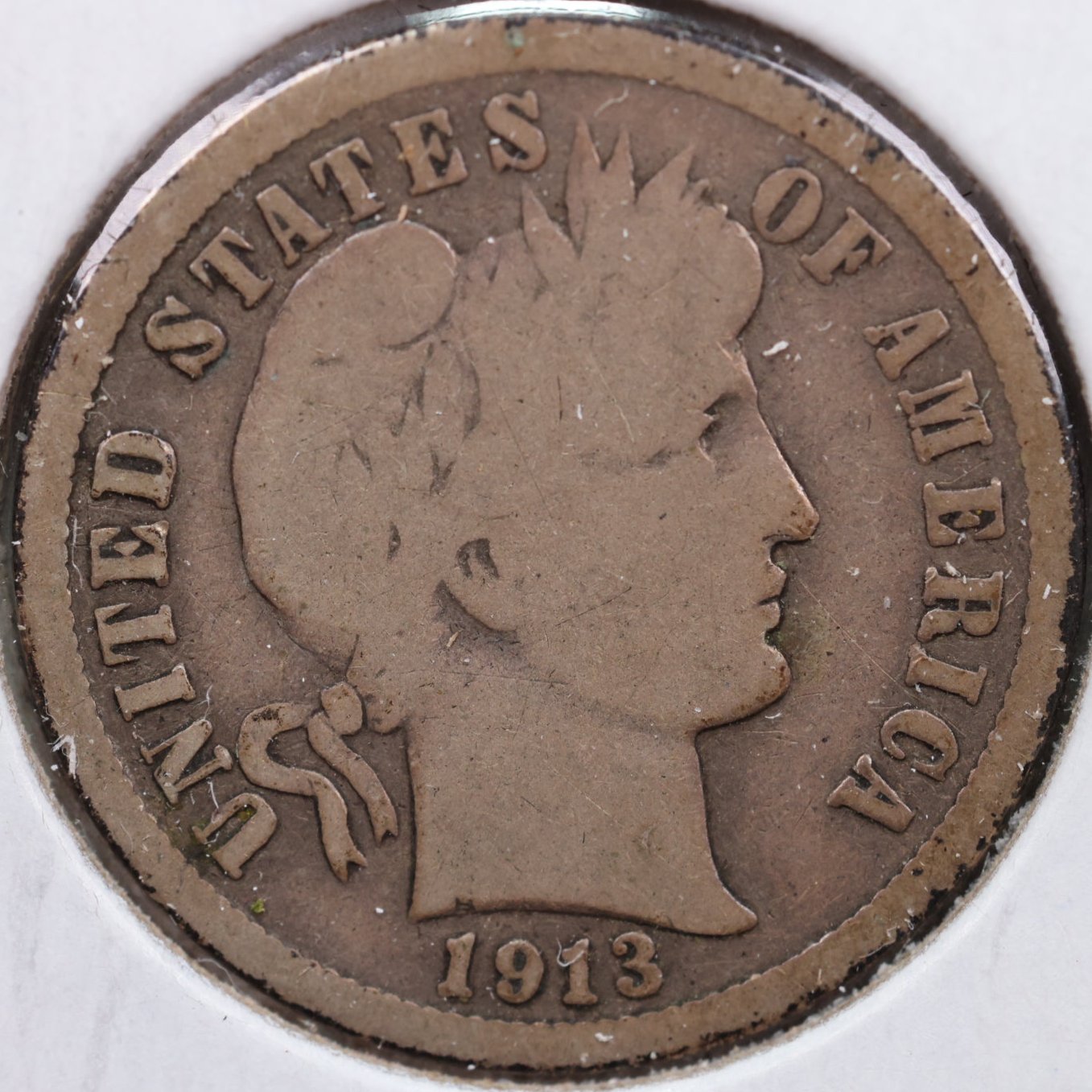 1913 Barber Dime, Very Good Circulated Coin, Store #DE0568