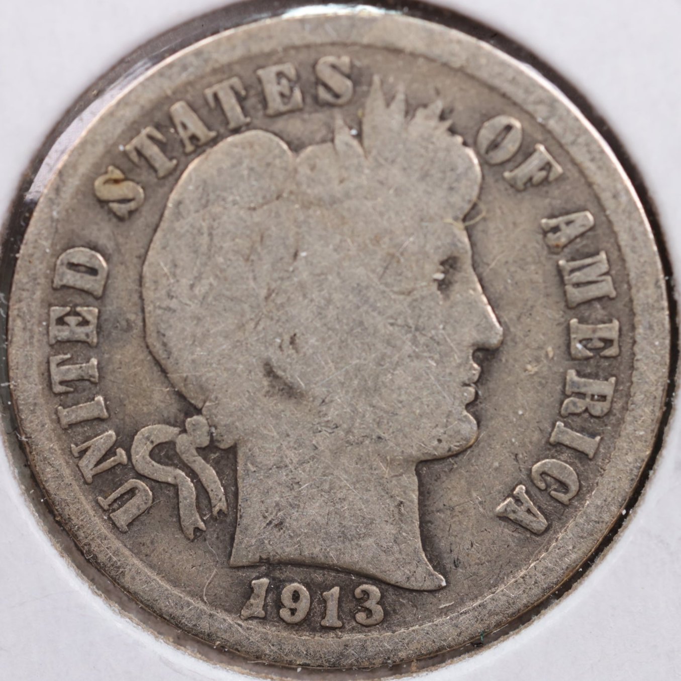 1913 Barber Dime, Good Circulated Coin, Store Sale #DE0565