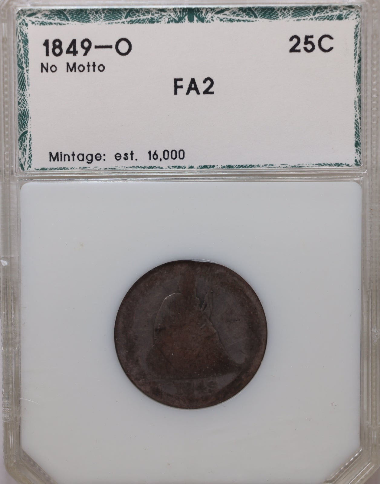1849-O Seated Liberty Quarter, 'No Motto', Circulated, Hard Date, Store #QR1953.