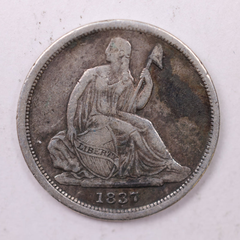 1837 Seated Liberty Silver Dime., V.F., Store Sale