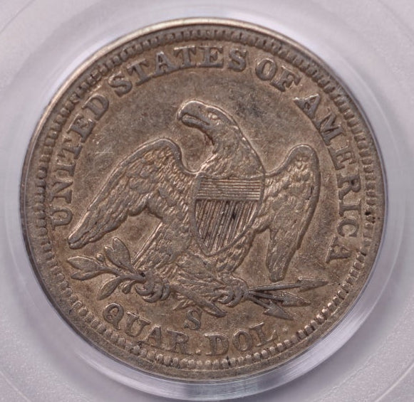1859-S Seated Liberty Silver Quarter, PCGS XF40,  Circulated Coin, Store #QR1954.