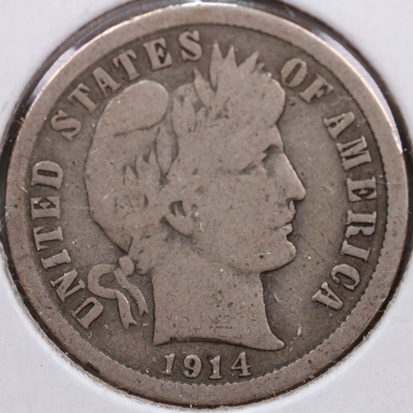 1914 Barber Dime, Very Good Circulated Coin, Store #DE0576