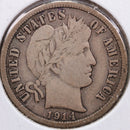 1914 Barber Silver Dime, Very Fine Circulated Coin, Store Sale