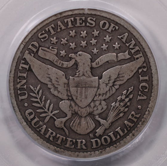 1897-S Barber Silver Quarter, Nice Eye Appeal, PCGS VG-8, Store Sale #QR1957.