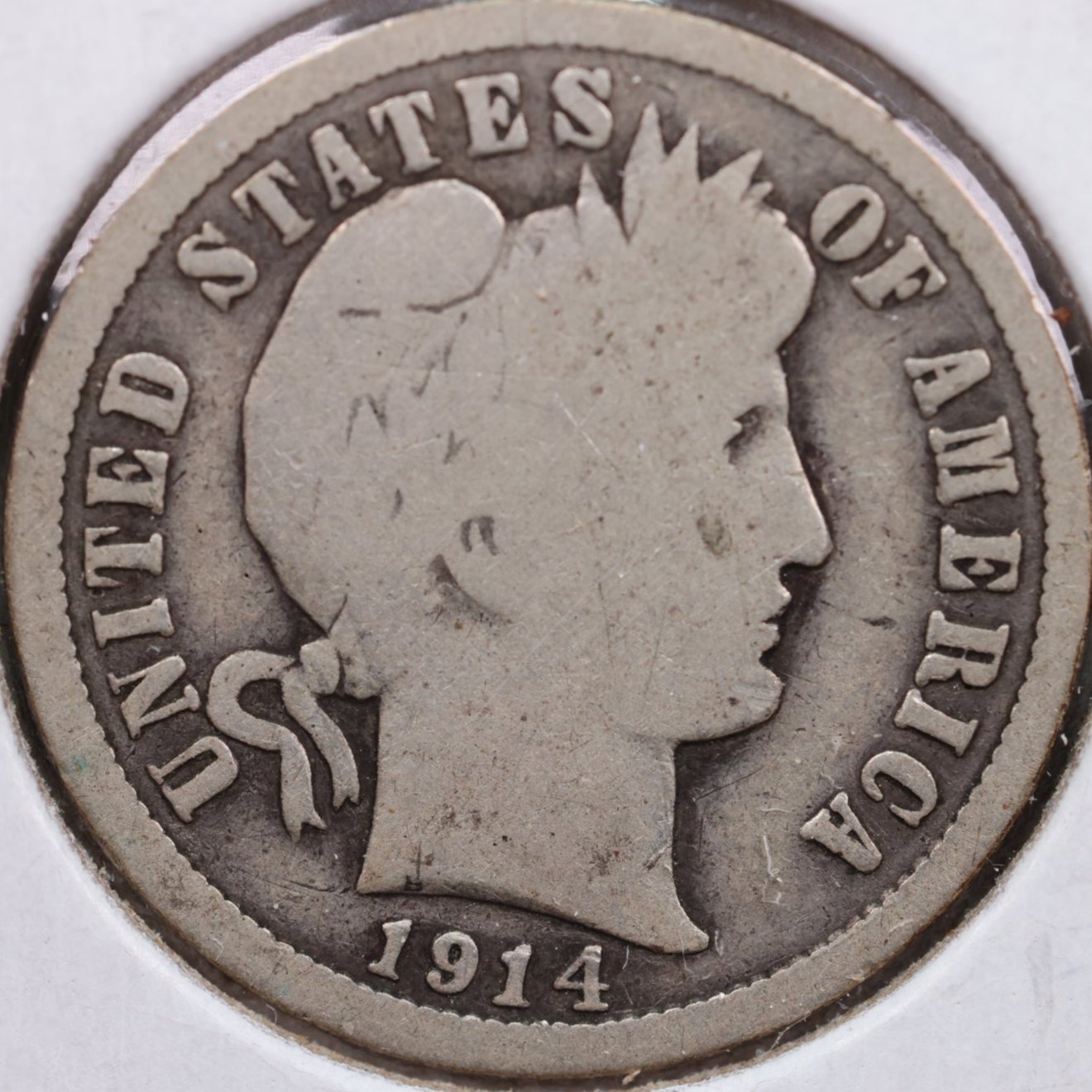 1914 Barber Dime, Very Good Circulated Coin, Store #DE0580