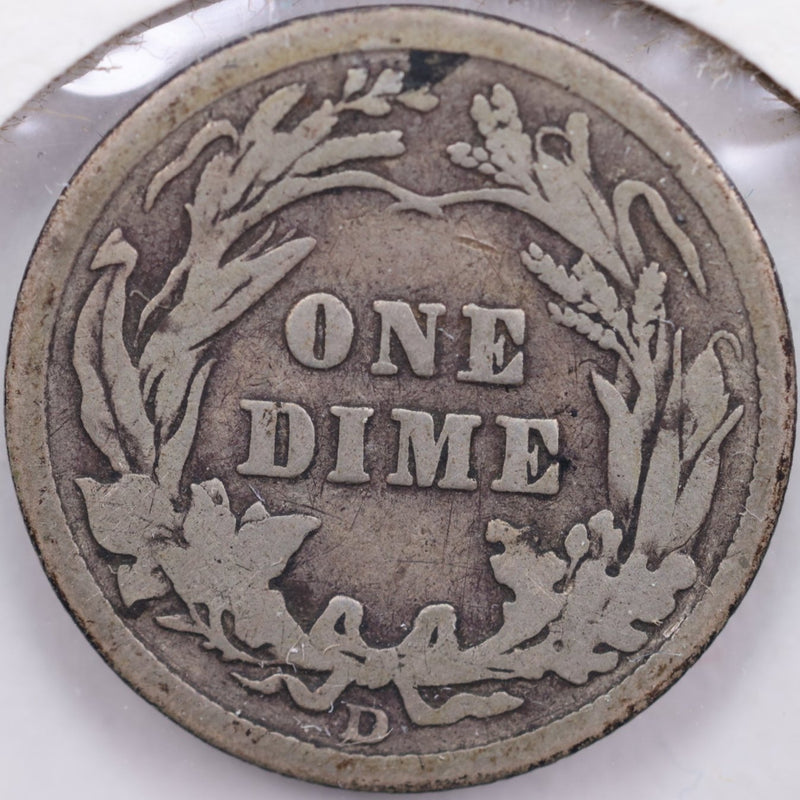 1914-D Barber Silver Dime, Very Good Circulated Coin, Store Sale