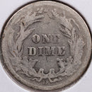 1914-D Barber Silver Dime, Very Good Circulated Coin, Store Sale