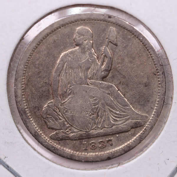 1837 Seated Liberty Silver Dime., V.F. Details., Store Sale #18981