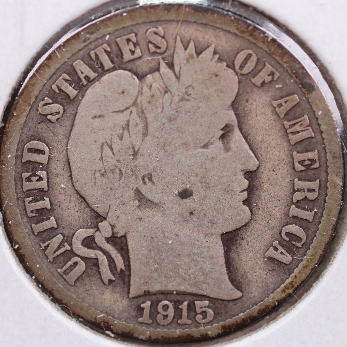 1915 Barber Dime, Very Good Circulated Coin, Store #DE0589