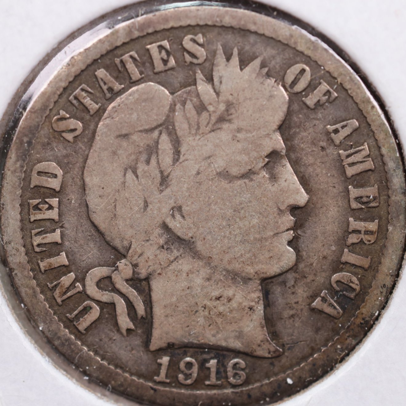 1916 Barber Dime, Very Good Circulated Coin, Store #DE0588