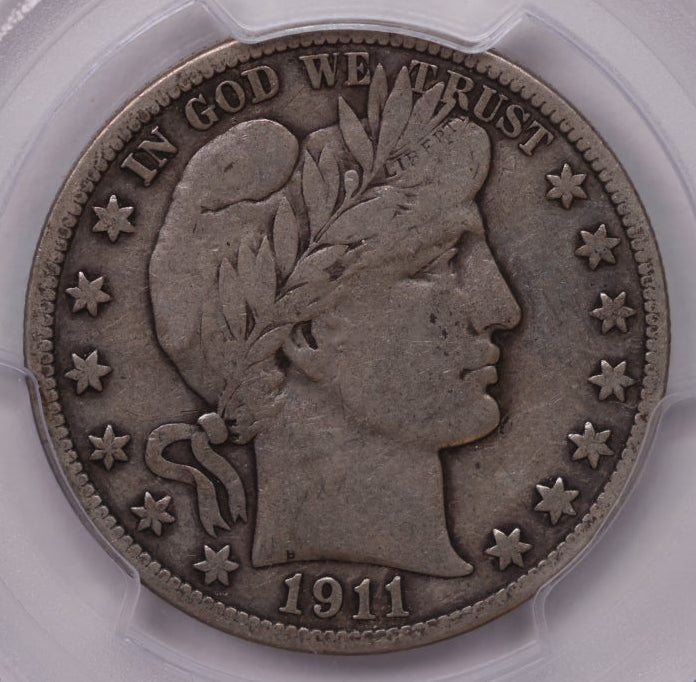 1911-S Barber SIlver Half Dollar, PCGS F-15, Nice Eye Appeal, Store #HR2053.