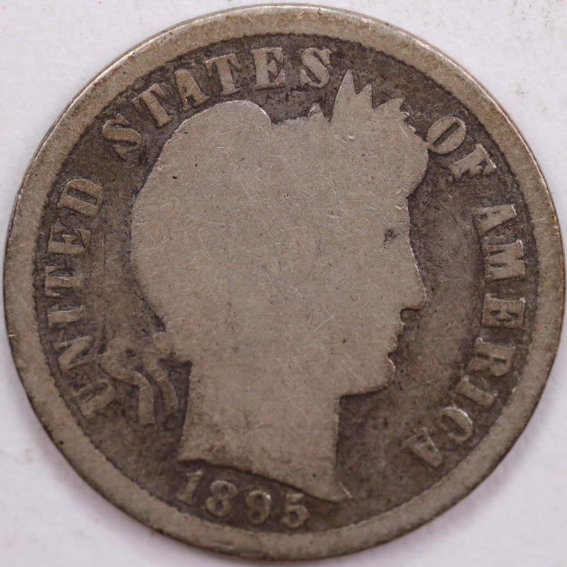 1895-S Barber Silver Dime, Good Circulated Coin, Store