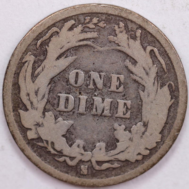 1895-S Barber Silver Dime, Good Circulated Coin, Store