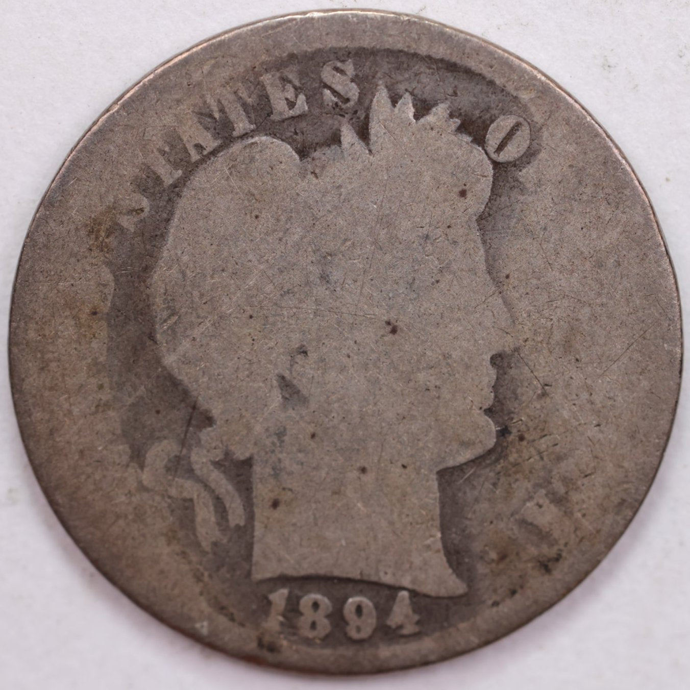 1894 Barber Silver Dime, Fair Circulated Coin, Store #d894.02