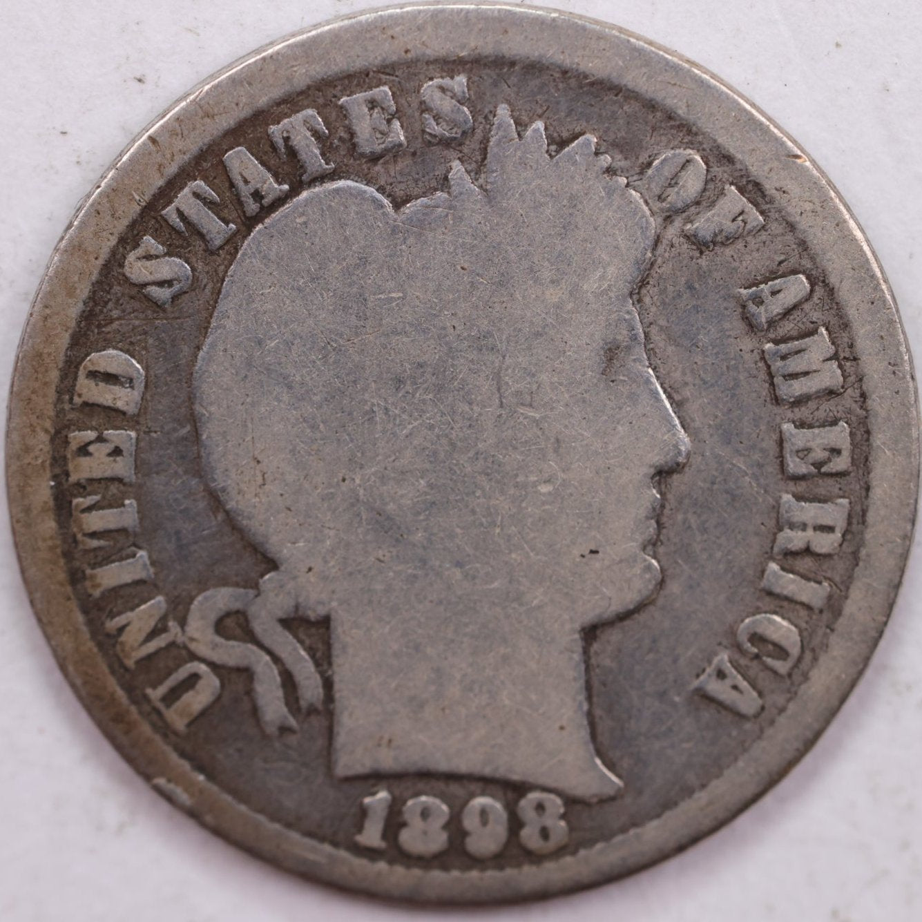 1898 Barber Dime, Good Circulated Coin, Store #DE0585