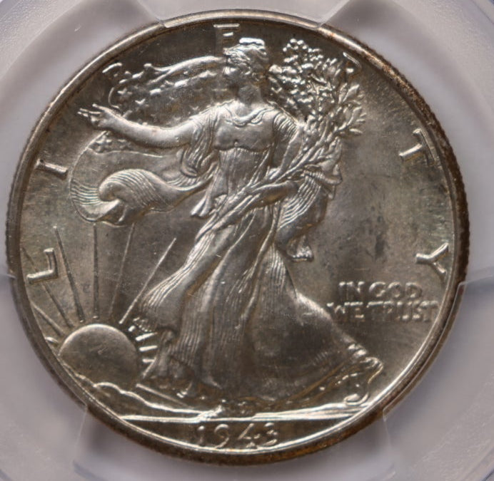 1943-D Walking Liberty Silver Half Dollar, PCGS MS-64, Store #HR2057.