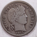 1913 Barber Silver Dime, Fine Circulated Coin, Store