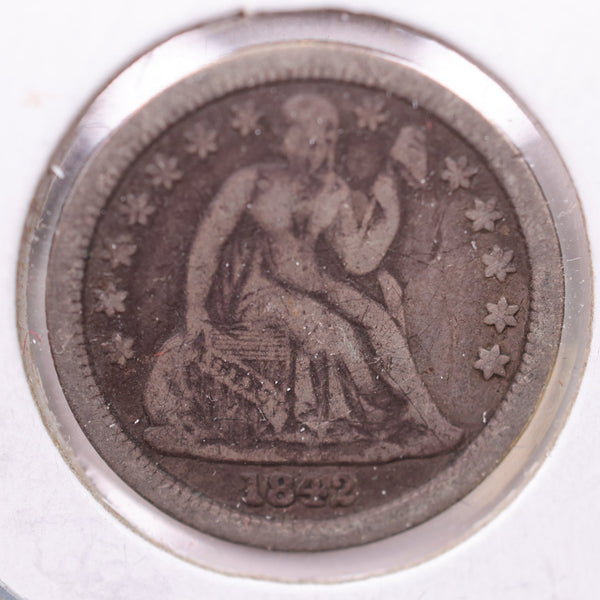 1842 Seated Liberty Silver Dime., Very Fine., Store Sale #19006