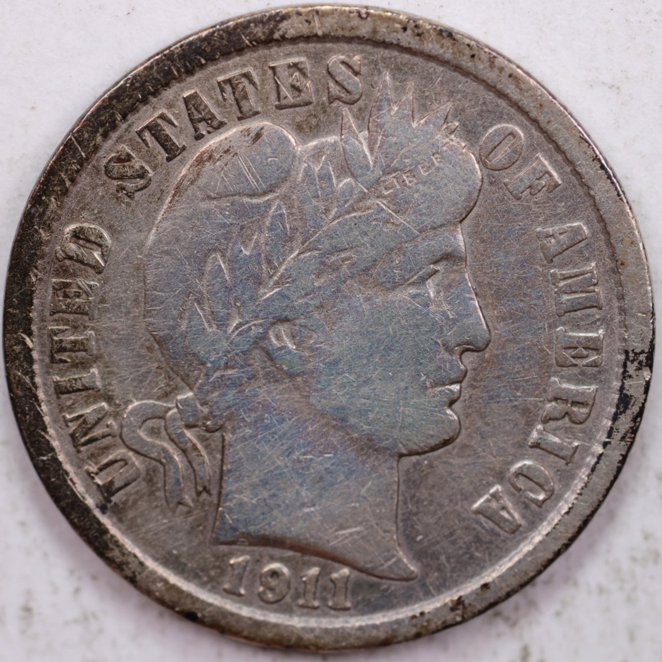 1911 Barber Dime, Very Fine Circulated Coin, Store #DE0604